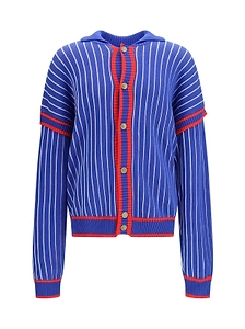 Logo Pinstripe Cardigan