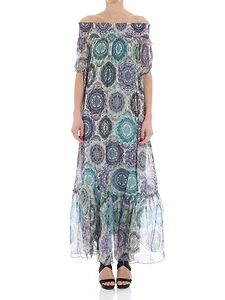 Fuzzi Off-Shoulder Printed Maxi Dress