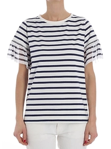 Fuzzi Striped Ruffle-Sleeve T-Shirt
