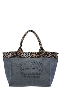Ganni Logo Detailed Reversible Medium Tote Bag