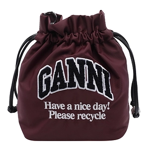 Ganni Logo Drawstring Clutch Bag