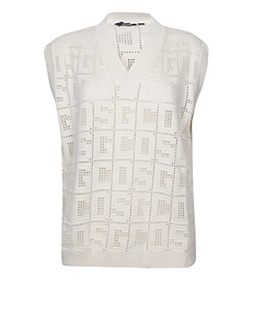 Gcds Monogram Macramé V-Neck Vest