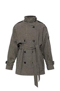 Gzavic Belted Houndstooth Coat