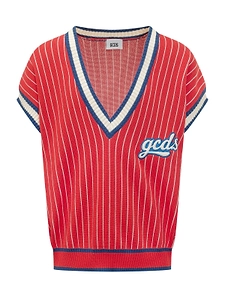 Gcds Striped V-Neck Knitted Top