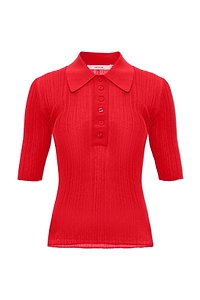 Gestuz Gzclene Ribbed Polo Knitted Top