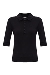 Drew Ribbed-Knit Straight Hem Polo Top