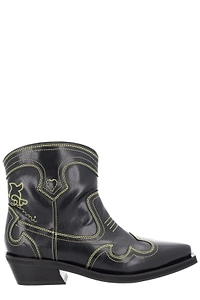 Ganni Low Shaft Embroidered Western Boots
