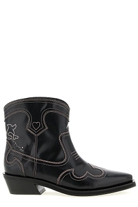 Ganni Low Shaft Embroidered Western Boots