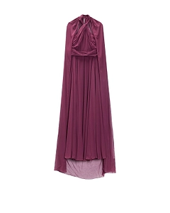 Pleated Cape Maxi Dress