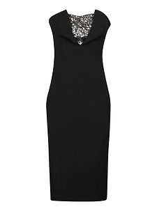 Genny Rhinestone V-Neck Midi Dress