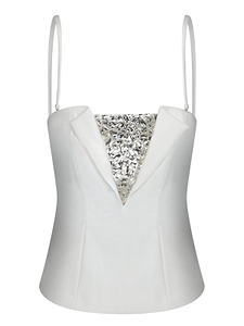 Rhinestone Insert Sleeveless Top
