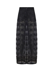 Genny Sheer Embellished Wide-Leg Pants