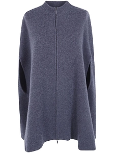 Zip-Front Knit Cape