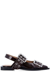 Ganni Pointed Toe Buckle Ballerinas