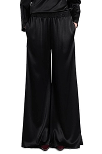 Elastic-Waist Wide-Leg Satin Trousers