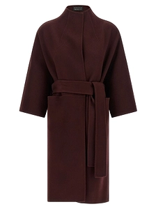 Jane Belted Kimono-Sleeve Coat