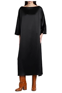 Laura Boat-Neck Satin Midi Dress