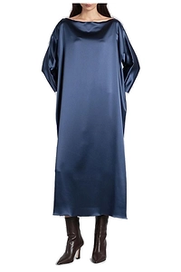 Laura Boat-Neck Satin Midi Dress