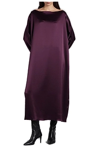 Laura Boat-Neck Satin Midi Dress