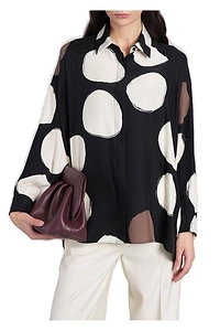 Mina Asymmetric Polka Dot Printed Shirt
