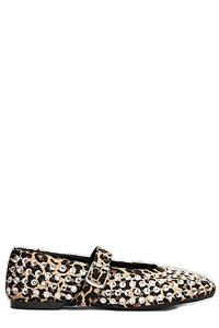 Gisel Moire Embellished Ballet Flats