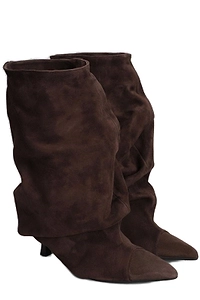 Gisel Moire Karamel High Heeled Ankle Boots