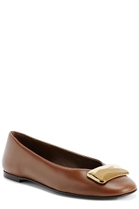 Georgia Stone Brooch Flat Shoes