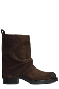 Gisel Moire Royal Low Heel Ankle Boots