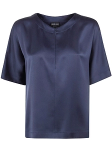 Giorgio Armani Short-Sleeved Satin Blouse