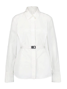 Givenchy Buckle Belt Collared Long-Sleeve Shirt