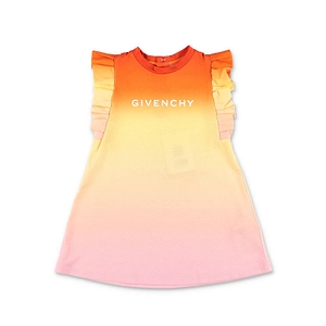 Givenchy Kids Logo Printed Gradient Ruffled Dress