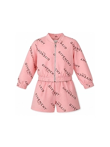 Givenchy Kids Logo Printed Zipped Bomber Jacket Shorts Set