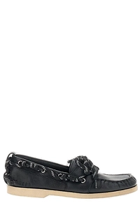 Ruched Lace-Up Flat Shoes