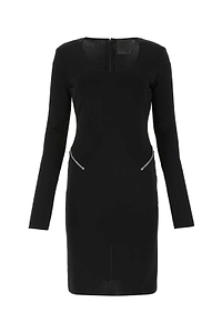 Givenchy Zipped-Waist Round Neck Midi Dress
