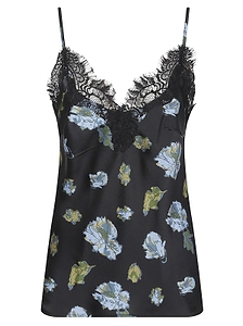 Gold Hawk Lace Trim Floral Camisole Top