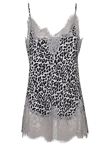 Gold Hawk Lace Trim Printed Camisole Top