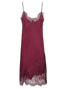 Gold Hawk Lace-Trim Slip Dress