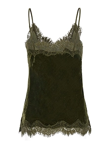 Gold Hawk Lace-Trim Velvet Camisole Top