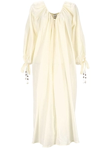 120% Lino Bead-Embellished Scoop Neck Maxi Dress