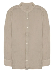 120% Lino Band-Collar Linen Shirt