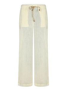 120% Lino Drawstring Wide-Leg Pants