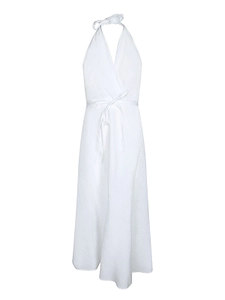 120% Lino Halterneck Wrap Maxi Dress
