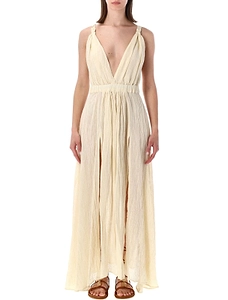 120% Lino Plunging Maxi Dress