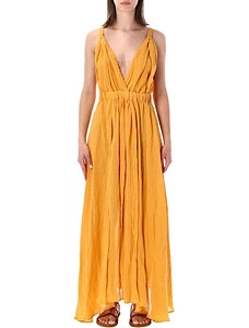 120% Lino Plunging Maxi Dress