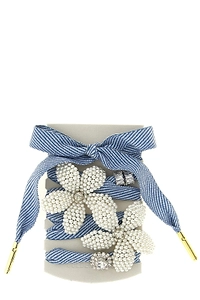 Flower Embellished Skin Vintage Shoe Laces