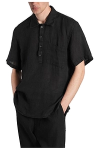 120% Lino Short Sleeved Button-Fastened Polo Shirt