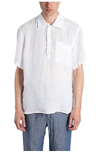 120% Lino Short Sleeved Button-Fastened Polo Shirt