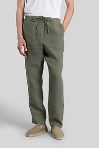 120% Lino Straight-Leg Drawstring Trousers