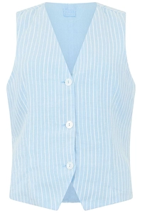 120% Lino Striped Buttoned Vest