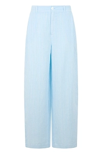 120% Lino Striped Wide-Leg Pants